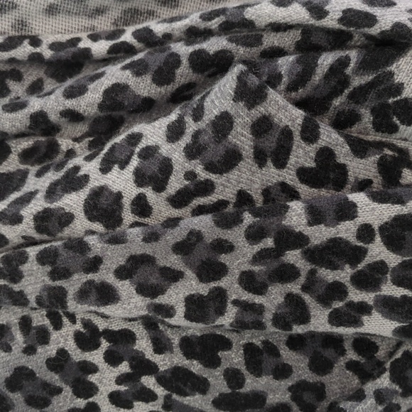 Leopard Print Black &Grey Open Front Cascade Cashmere Cardigan Mobwife Core Sz M - Picture 8 of 8